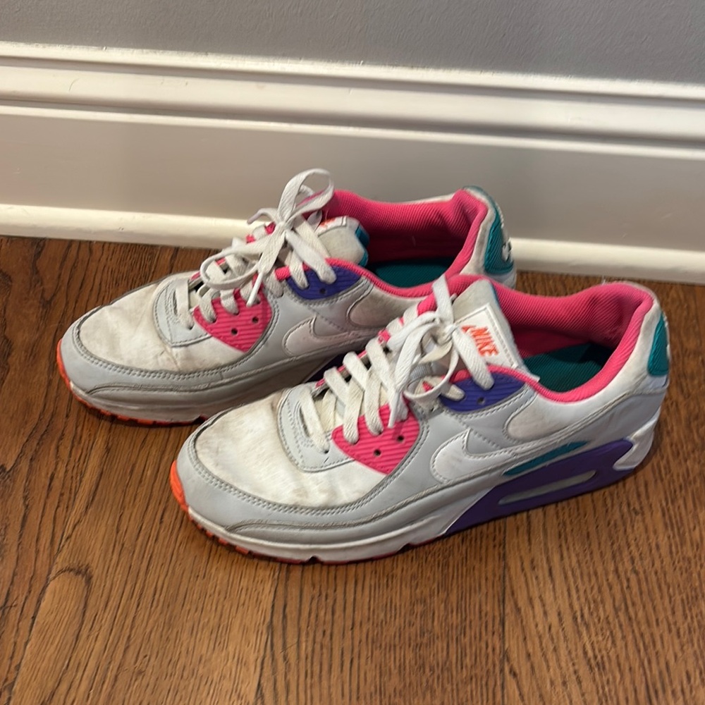 Nike Air Max 90 Women’s Sneakers - White, Pink, Teal and Purple